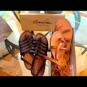 2 pairs beautiful Italian leather sandals. Size 9